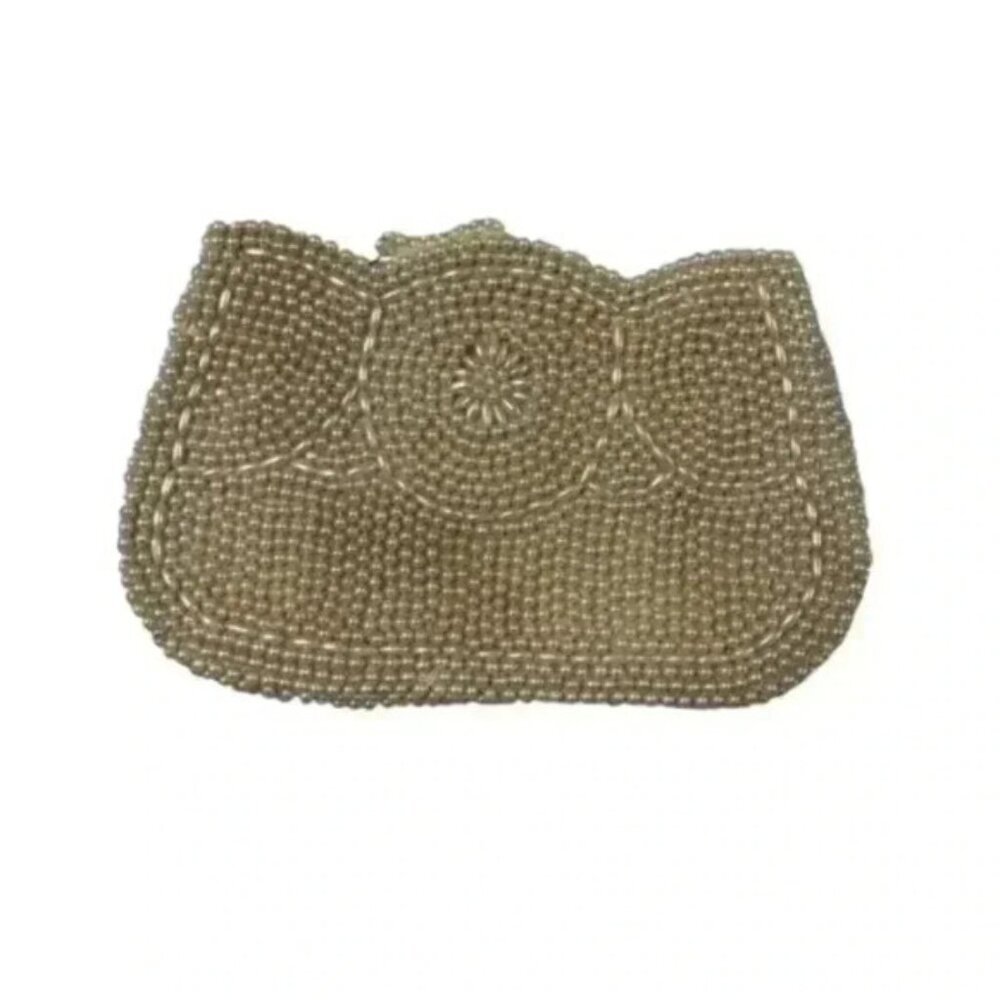 Vintage Antique Handmade Pearl Beaded Bag Clutch Change Purse